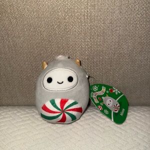 Gray Squishmallow with Peppermint Design